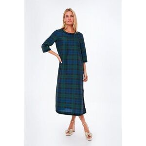 Tuckernuck Jamie Velvet Trimmed Plaid Blackwatch Midi Dress Size medium